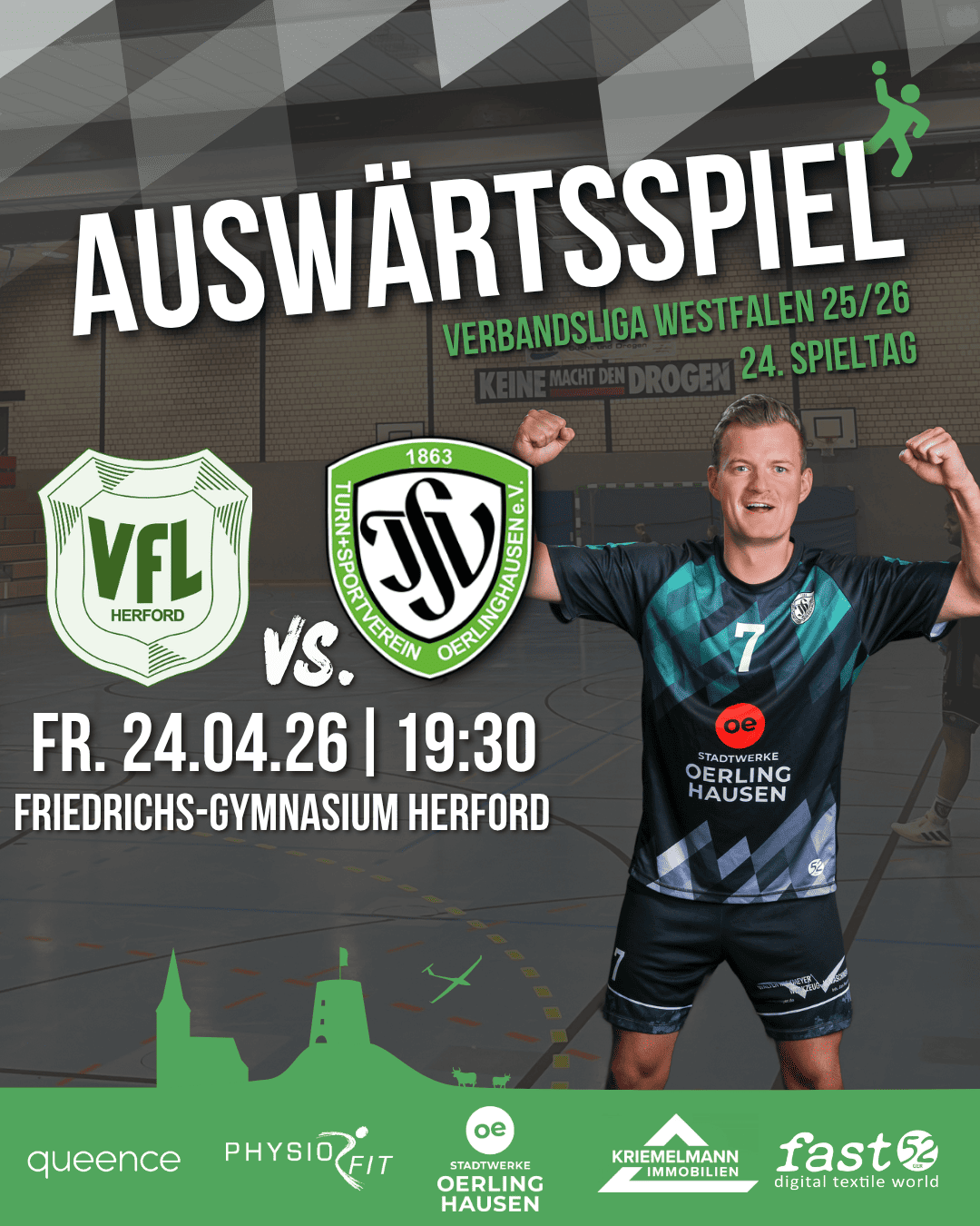 Auswärtsspiel am 22.04. um 19:30 Uhr im Friedrichs-Gymnasium Herford